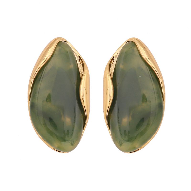 1# Green Stainless Steel Irregular Earrings