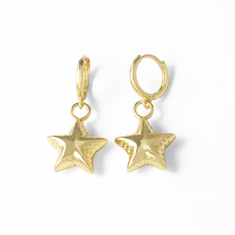 Black Gold-plated Copper Five-pointed Star Earrings