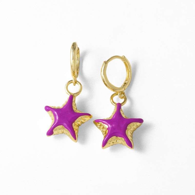 Black Gold-plated Copper Five-pointed Star Earrings