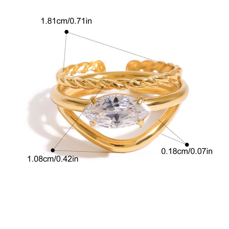 Ring 5 Stainless Steel Round Diamond Ring