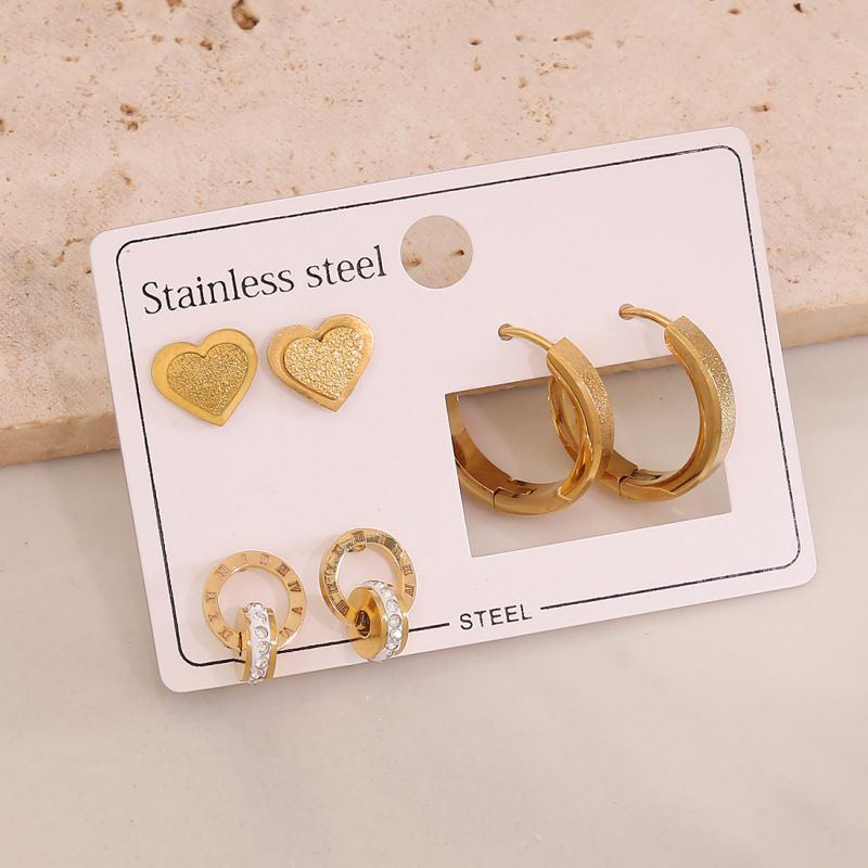 1#butterfly Flowers Stainless Steel Butterfly Flower Earring Set