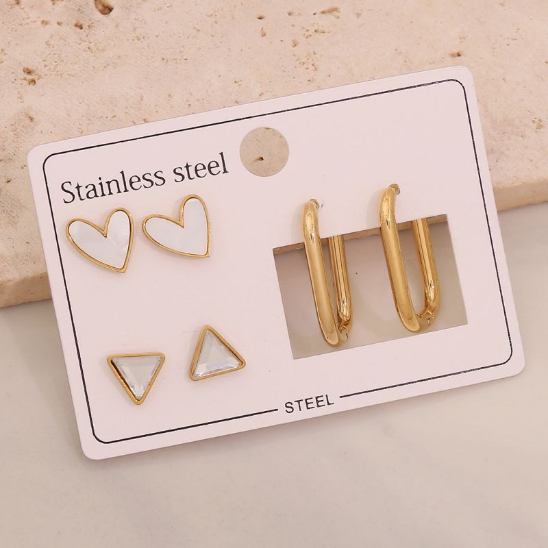 1#butterfly Flowers Stainless Steel Butterfly Flower Earring Set