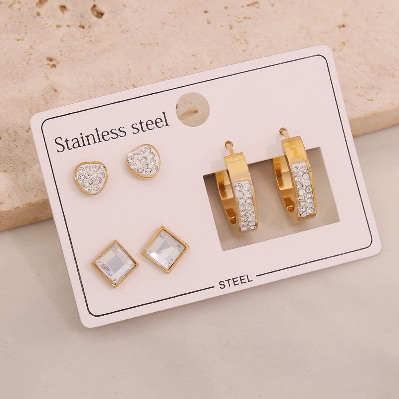 1#butterfly Flowers Stainless Steel Butterfly Flower Earring Set