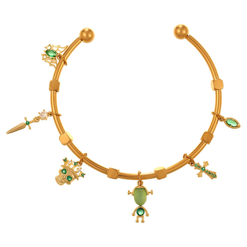 Gold 2 Copper Diamond Mickey Mouse Five-pointed Star Bracelet