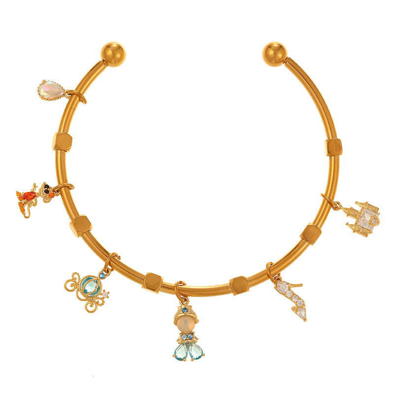 Gold 2 Copper Diamond Mickey Mouse Five-pointed Star Bracelet