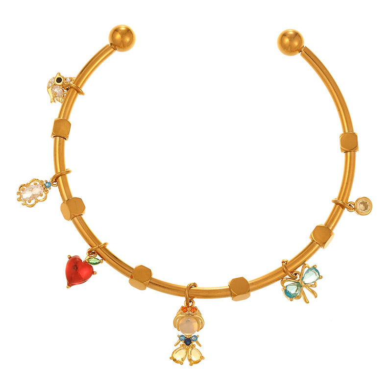 Gold 2 Copper Diamond Mickey Mouse Five-pointed Star Bracelet