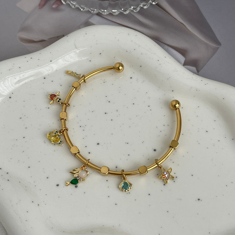 Gold 2 Copper Diamond Mickey Mouse Five-pointed Star Bracelet