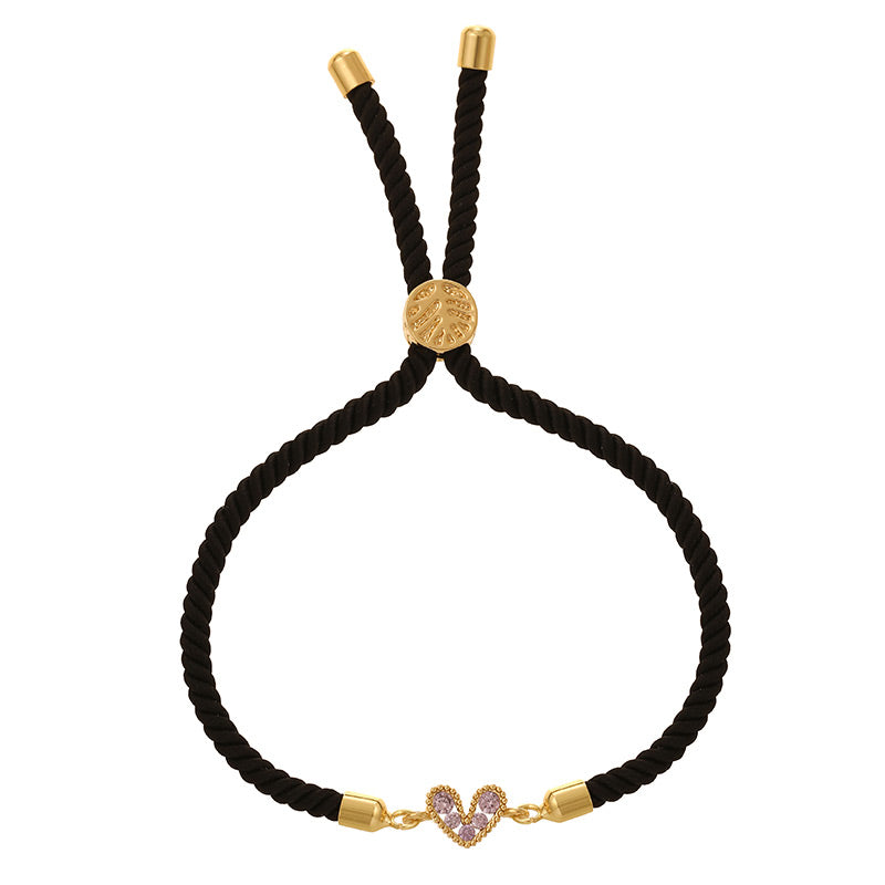 Black Copper Heart Necklace With Zircon