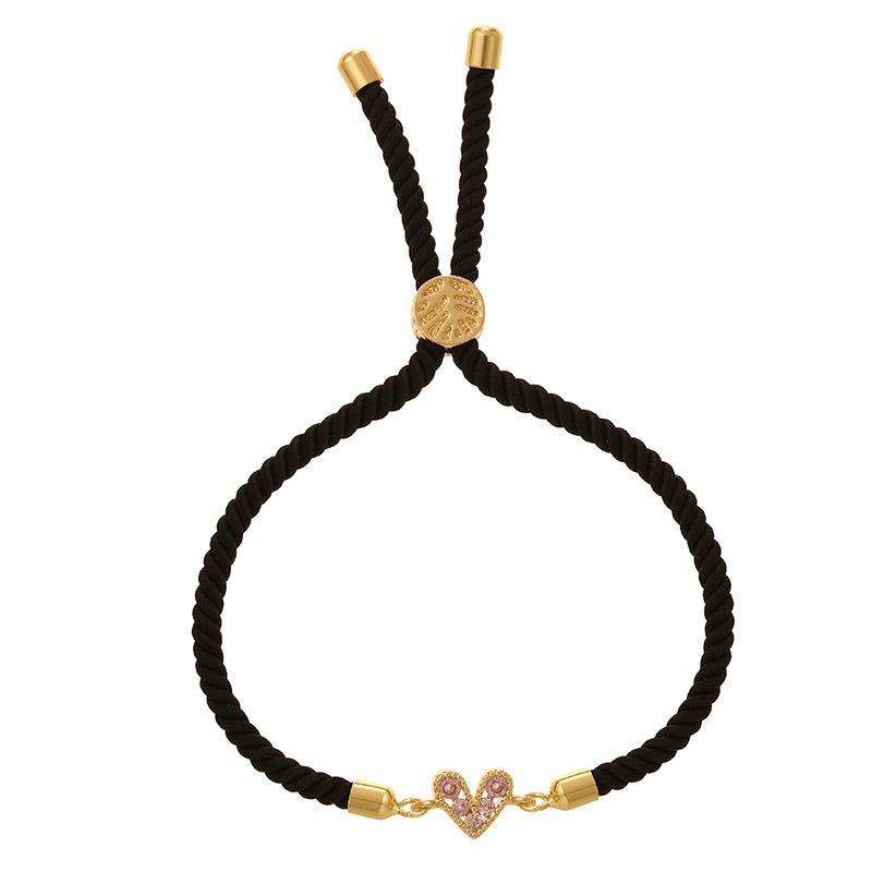 Black Copper Heart Necklace With Zircon