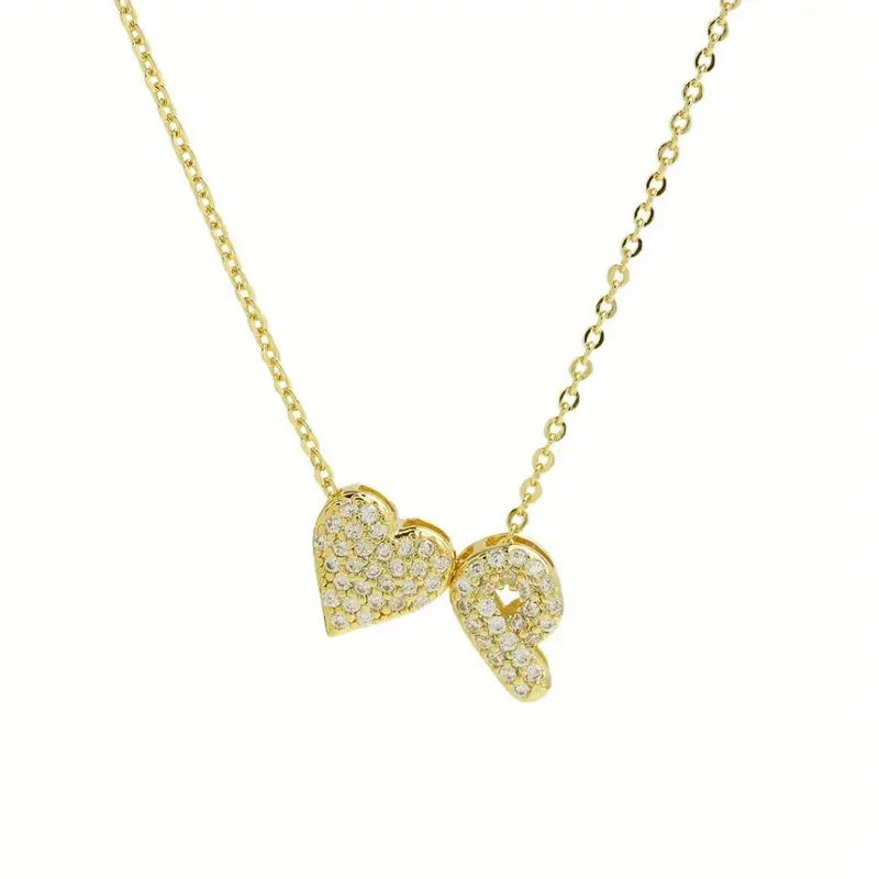 A Copper Plated Gold Diamond Heart 26 Letter Necklace