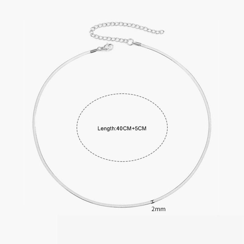 Gold 40+5cm-3mm Stainless Steel Snake Bone Chain Necklace