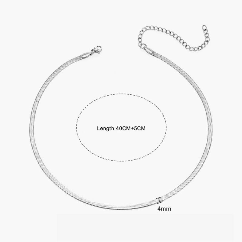 Gold 40+5cm-3mm Stainless Steel Snake Bone Chain Necklace