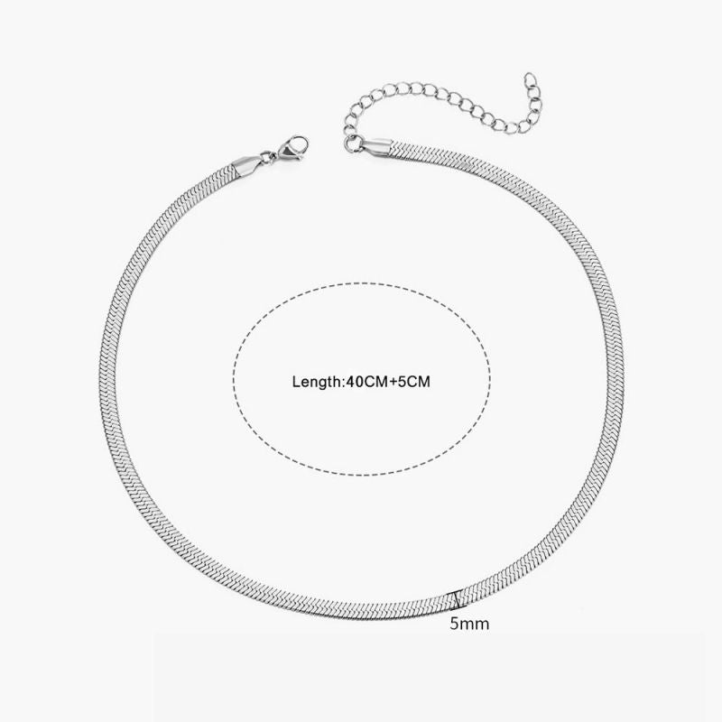 Gold 40+5cm-3mm Stainless Steel Snake Bone Chain Necklace