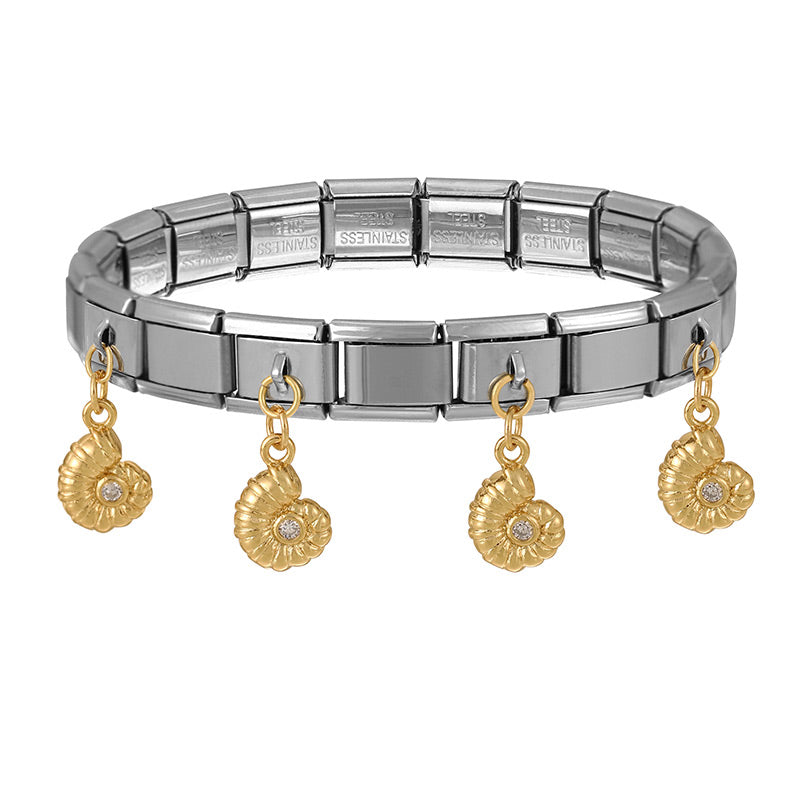 Silver 1 Zirconium-inlaid Ocean Series Titanium Steel Cube Model Bracelet