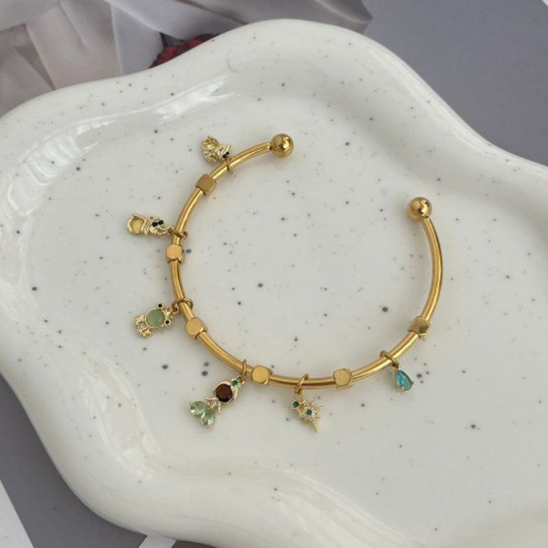 Gold 2 Copper Diamond Mickey Mouse Five-pointed Star Bracelet