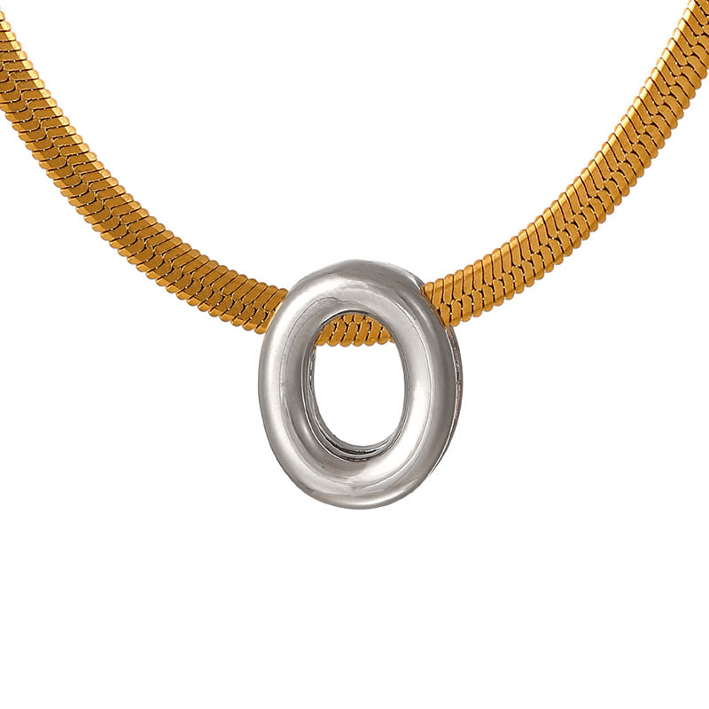 A Titanium Steel Snake Bone Chain 26 Letters Necklace