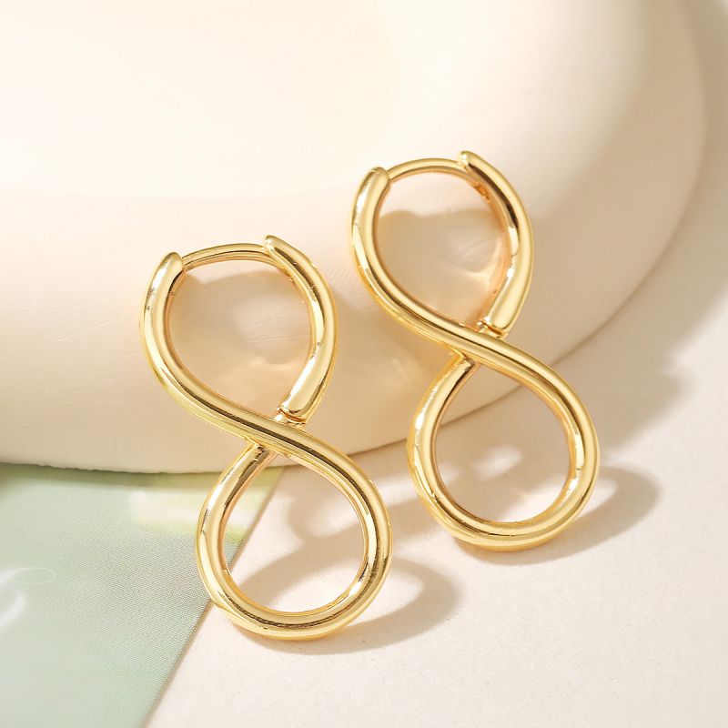 Gold Copper Gold-plated 8-shaped Earrings