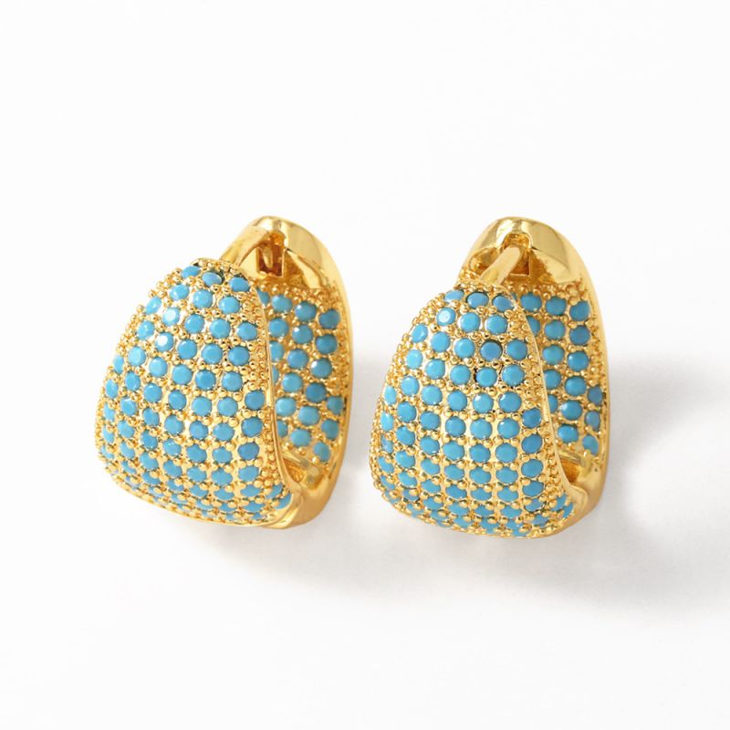 Mixed Color Copper Diamond Round Earrings