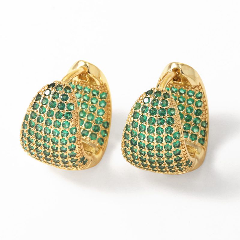 Mixed Color Copper Diamond Round Earrings