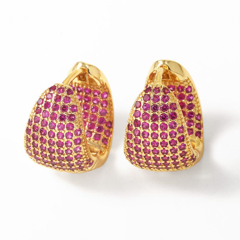 Mixed Color Copper Diamond Round Earrings