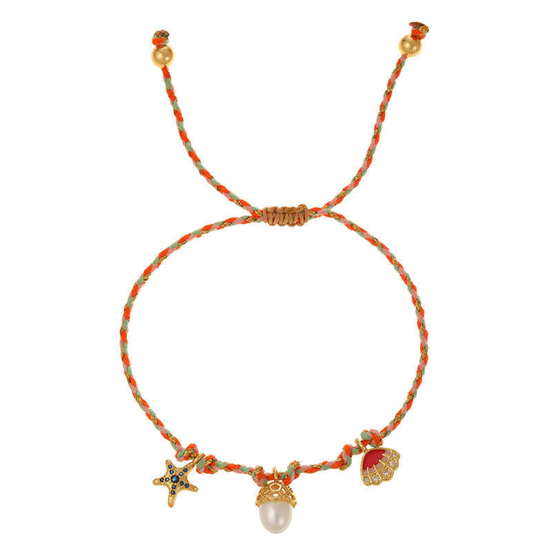 Color 1 Copper Inlaid Zircon Oil Drip Insect Braided Bracelet (6mm)