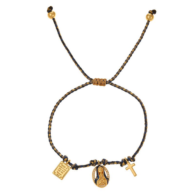 Color 1 Copper Inlaid Zircon Oil Drip Insect Braided Bracelet (6mm)