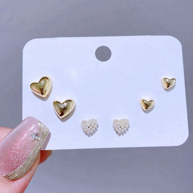 Earrings Set 43 Copper Inlaid Zirconium Geometric Earrings Set