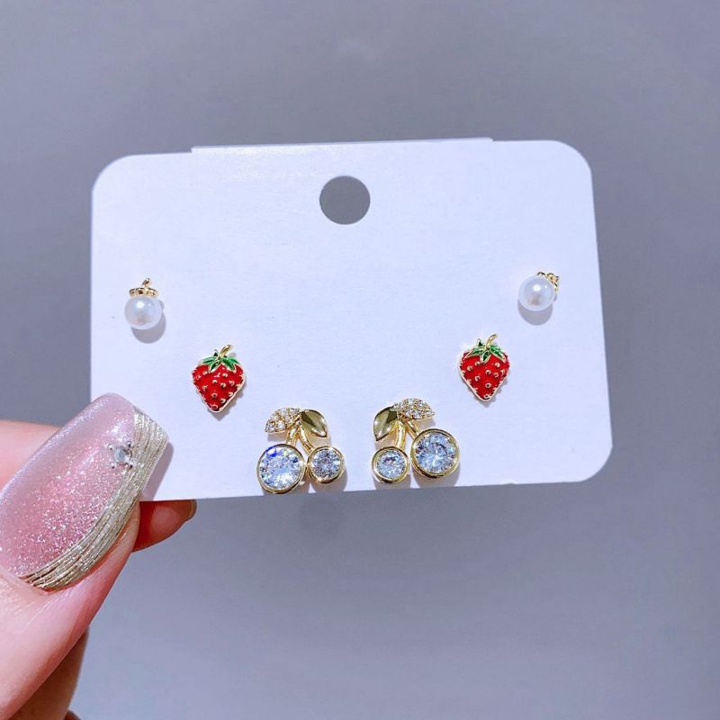 Earrings Set 43 Copper Inlaid Zirconium Geometric Earrings Set