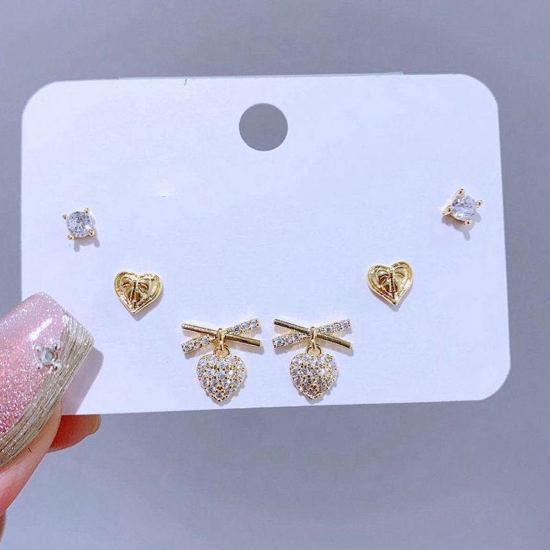 Earrings Set 43 Copper Inlaid Zirconium Geometric Earrings Set