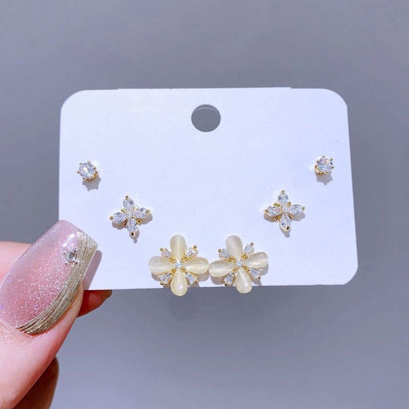 Earrings Set 43 Copper Inlaid Zirconium Geometric Earrings Set