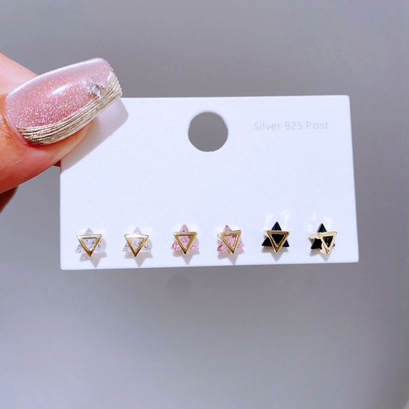 Earrings Set 43 Copper Inlaid Zirconium Geometric Earrings Set