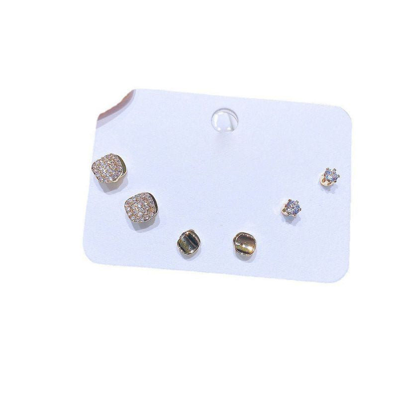 Earrings Set 43 Copper Inlaid Zirconium Geometric Earrings Set