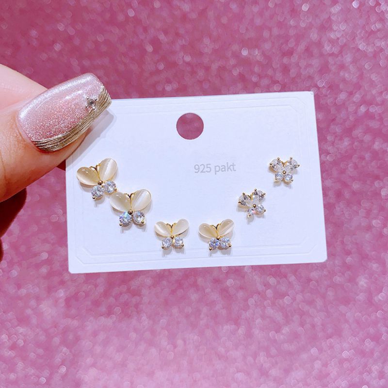 Earrings Set 43 Copper Inlaid Zirconium Geometric Earrings Set