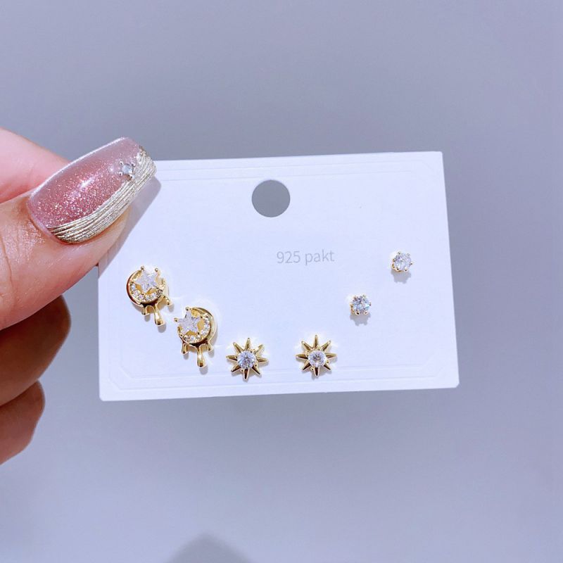 Earrings Set 43 Copper Inlaid Zirconium Geometric Earrings Set