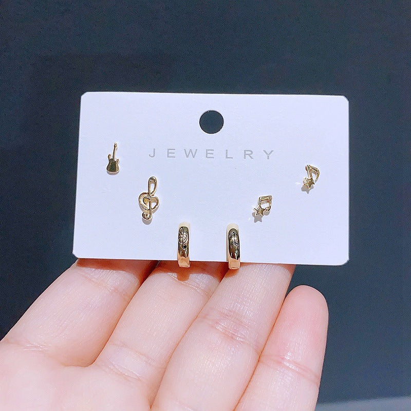 Earrings Set 43 Copper Inlaid Zirconium Geometric Earrings Set