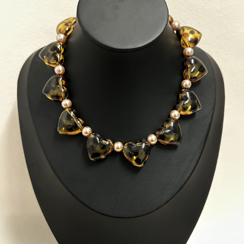 A Big Love Resin Beaded Heart Necklace