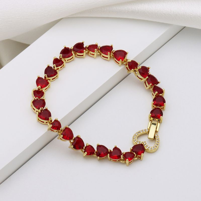 Dark Blue Copper Gold-plated Diamond Heart Bracelet