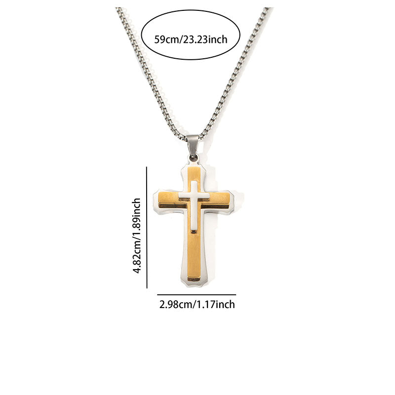Cross 4# Stainless Steel Cross Necklace For Men