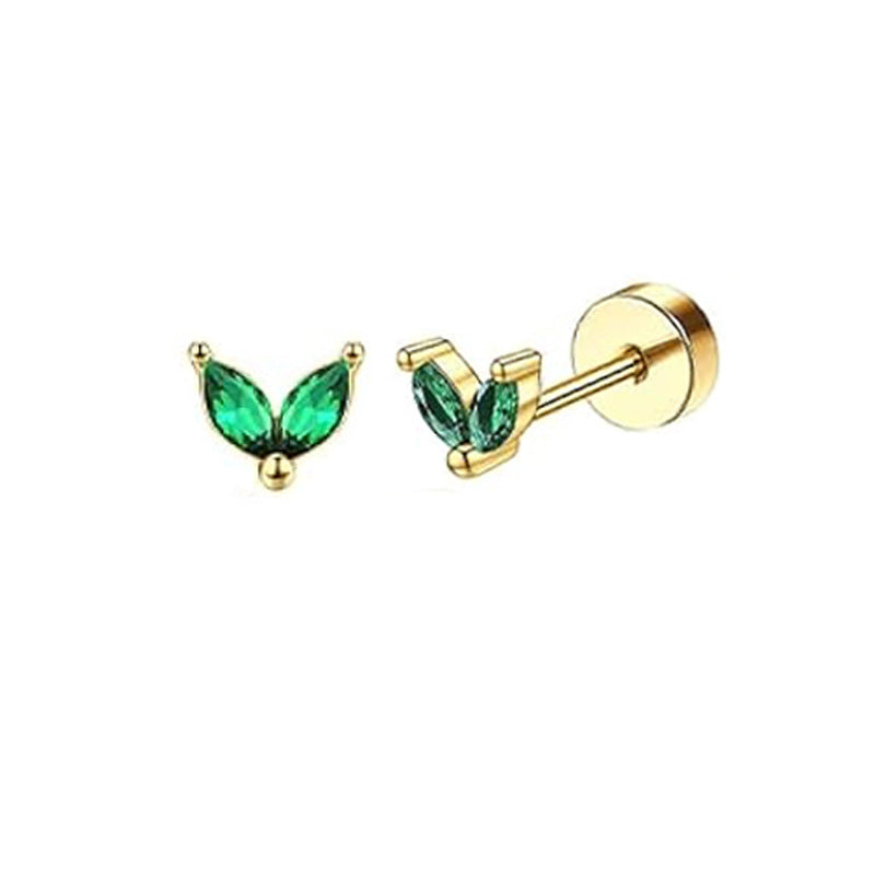 Fashion Gold 24pcs Per Set Stainless Steel Geometric Earring Set With Diamonds