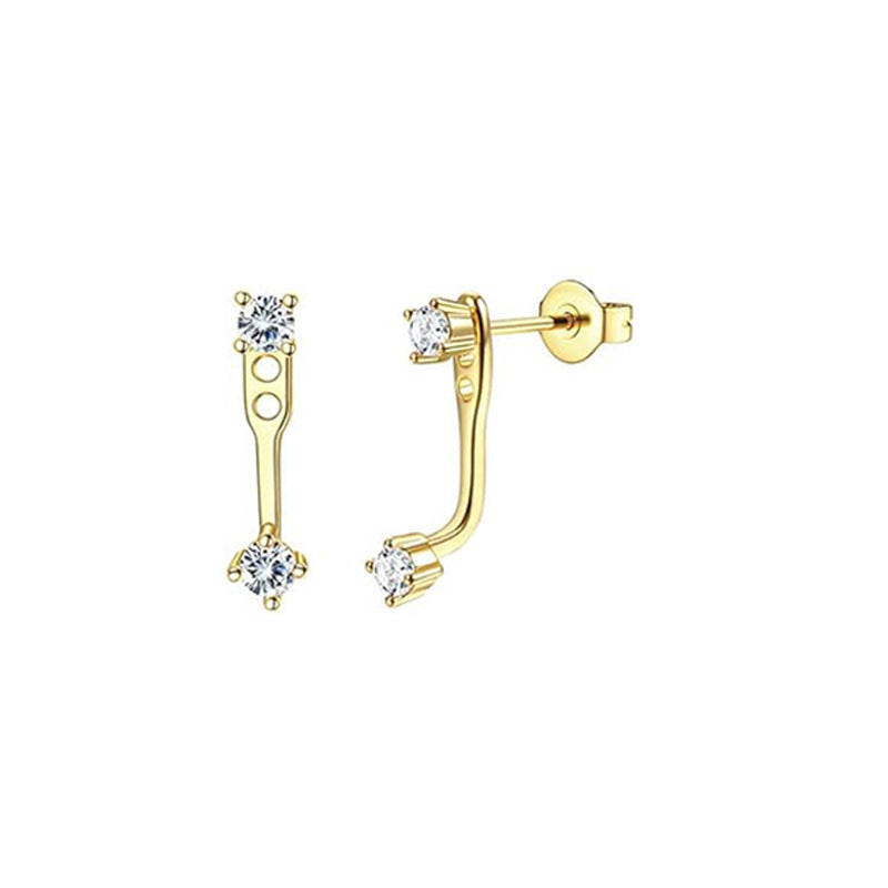 Fashion Gold 24pcs Per Set Stainless Steel Geometric Earring Set With Diamonds