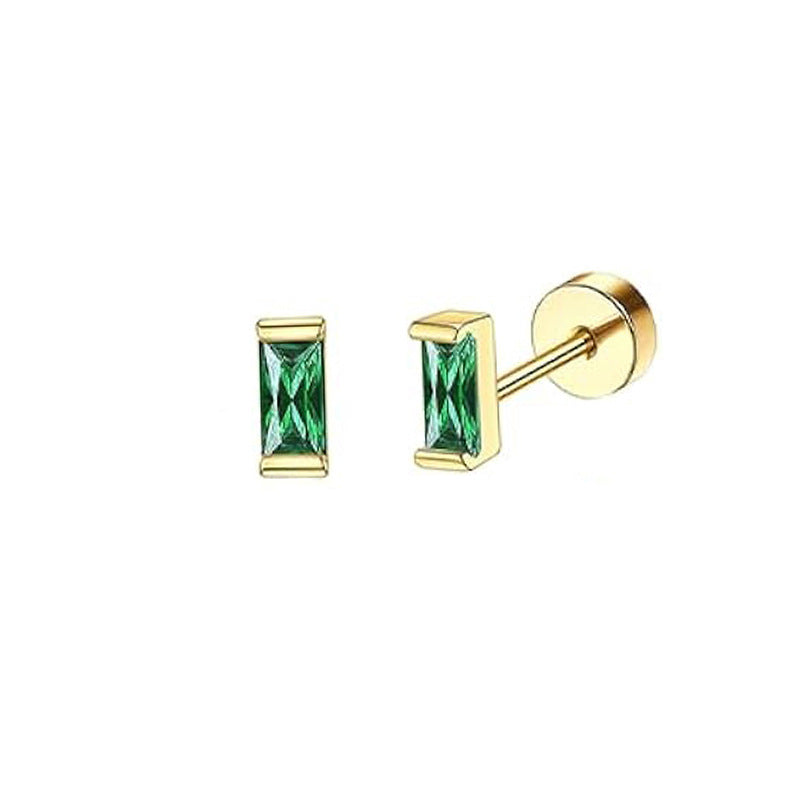 Fashion Gold 24pcs Per Set Stainless Steel Geometric Earring Set With Diamonds