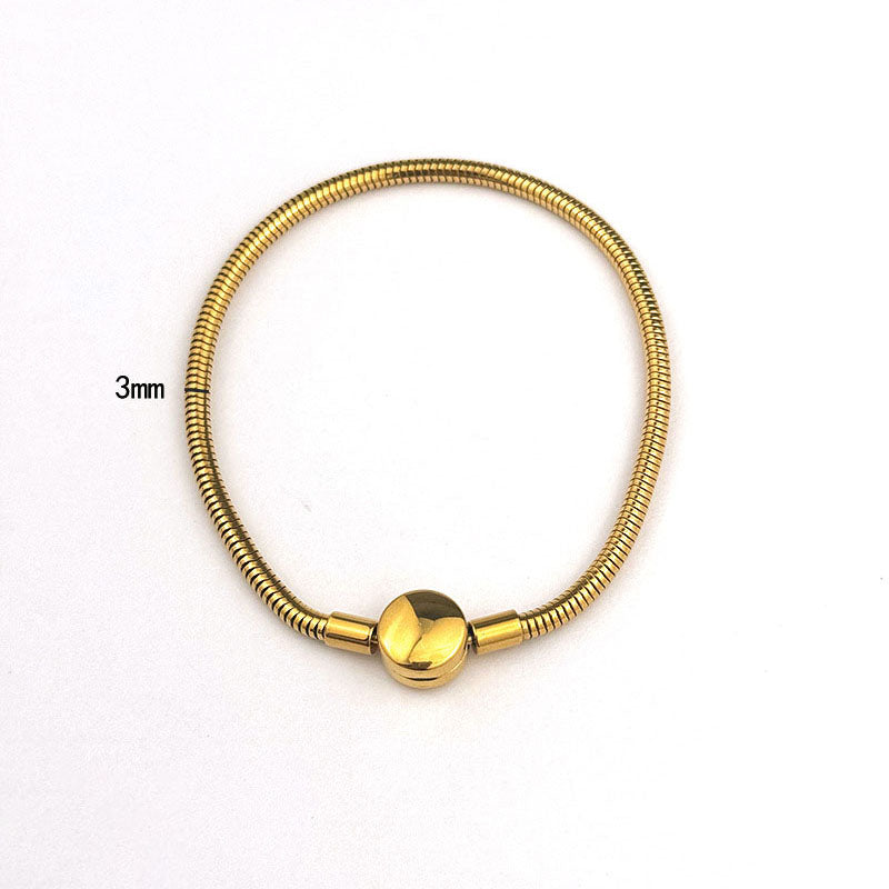 Gold Heart Clasp Bracelet Stainless Steel Heart Snake Bone Bracelet