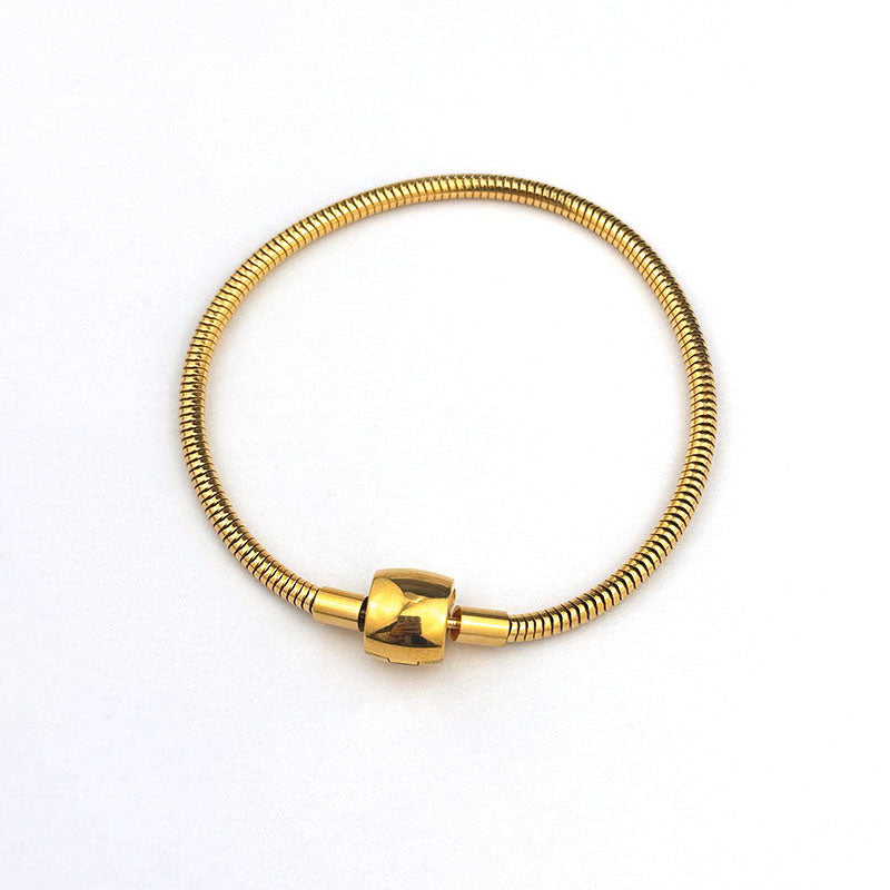 Gold Heart Clasp Bracelet Stainless Steel Heart Snake Bone Bracelet