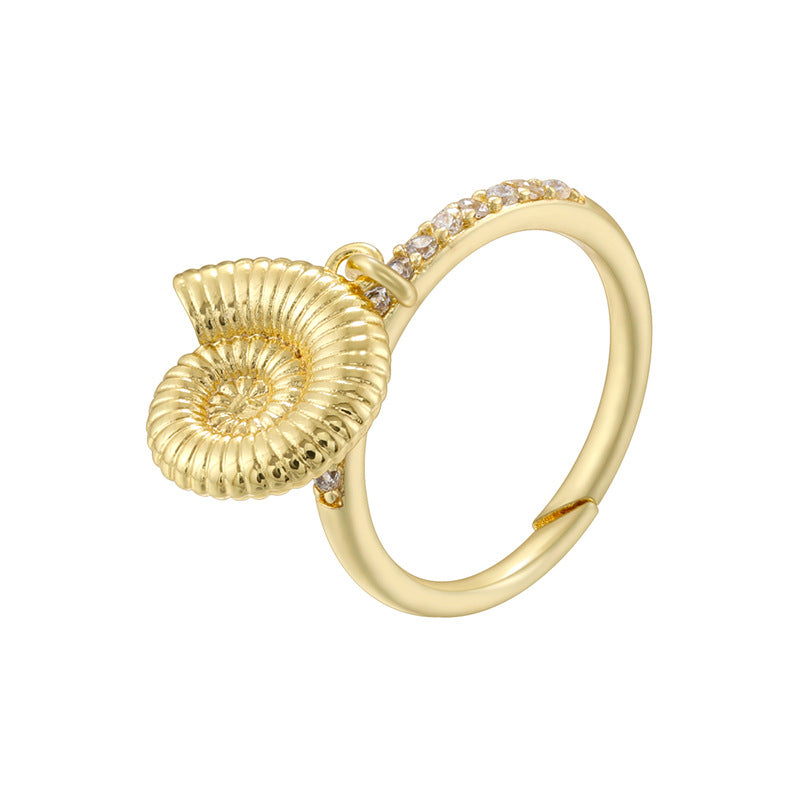 Gold And White Diamond Conch Ring Silver Diamond Conch Shell Lipstick Heart Starfish Geometric Ring