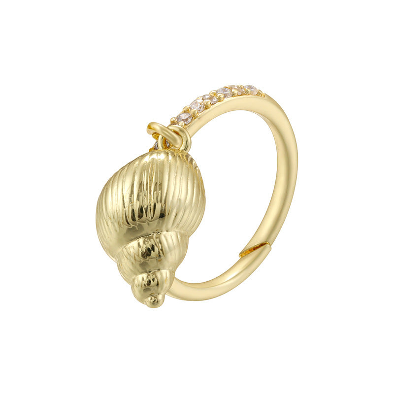 Gold And White Diamond Conch Ring Silver Diamond Conch Shell Lipstick Heart Starfish Geometric Ring