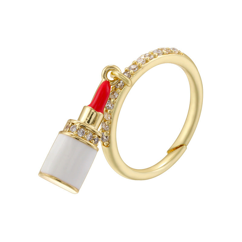 Gold And White Diamond Conch Ring Silver Diamond Conch Shell Lipstick Heart Starfish Geometric Ring
