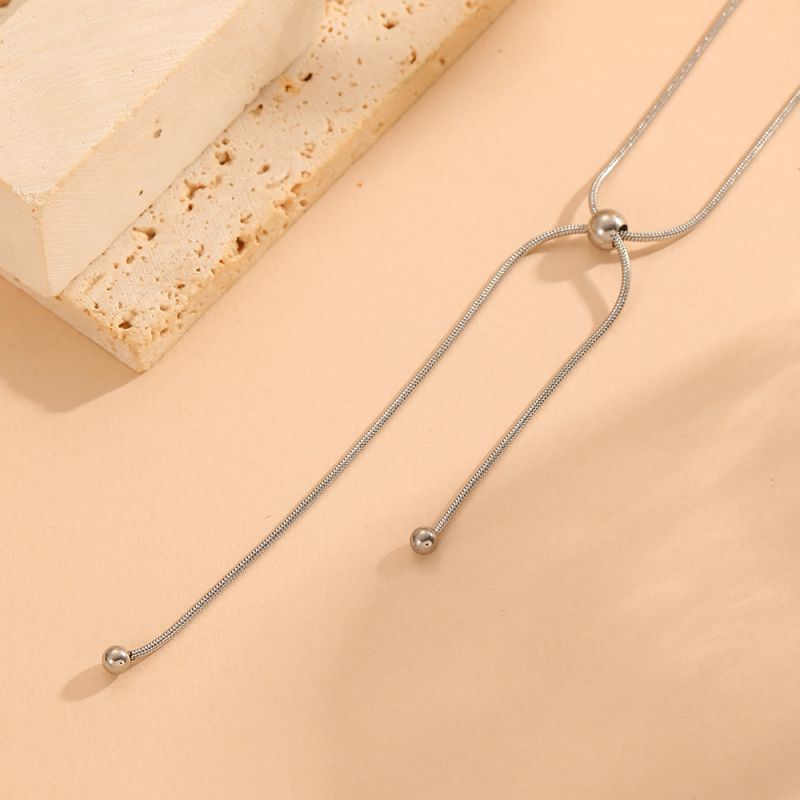 Gold Vertical Set Titanium Steel Cross Pull Necklace Bracelet Set