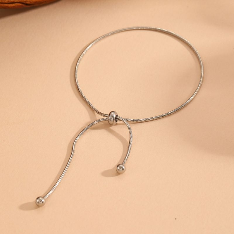 Gold Vertical Set Titanium Steel Cross Pull Necklace Bracelet Set