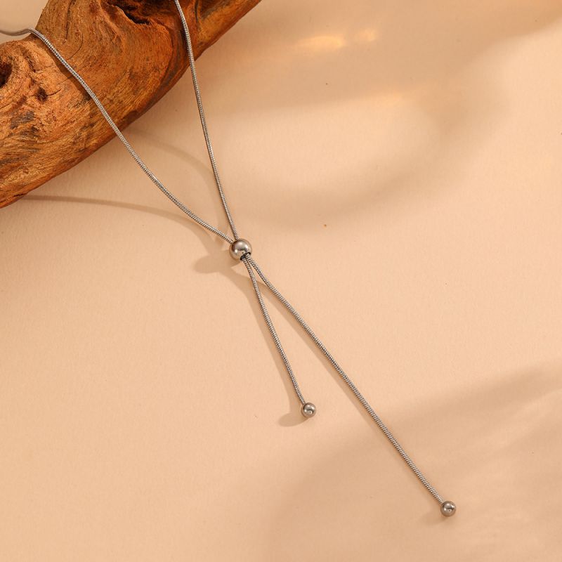 Gold Vertical Set Titanium Steel Cross Pull Necklace Bracelet Set