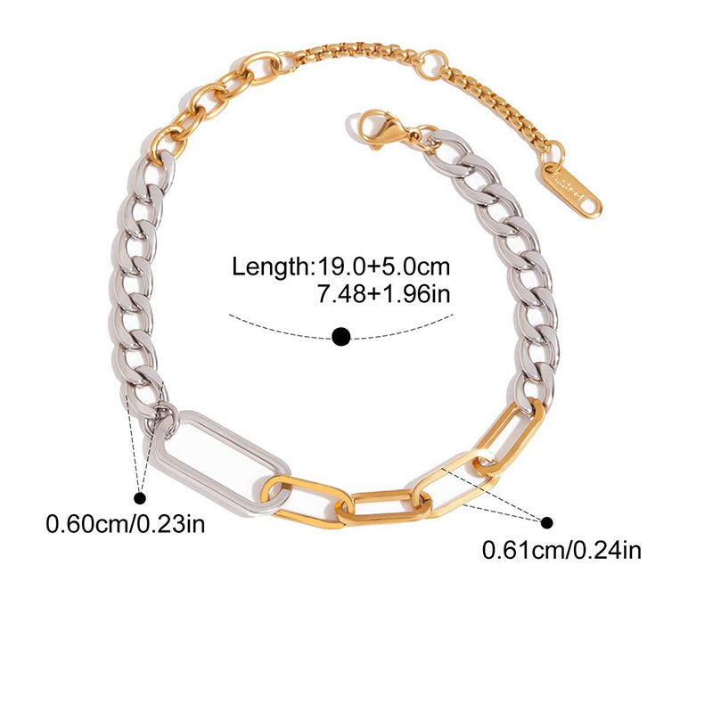 Bracelet 1# Stainless Steel Colorblock Chain Bracelet
